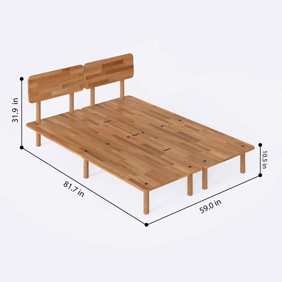 Beverly Hills Solid Beech Wood Bed Frame | Scandinavian Platform Bed Demontha