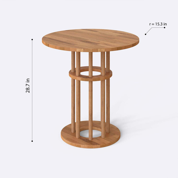 A minimalist living room featuring the Grant Small Dining Table, emphasizing its compact, modern form.