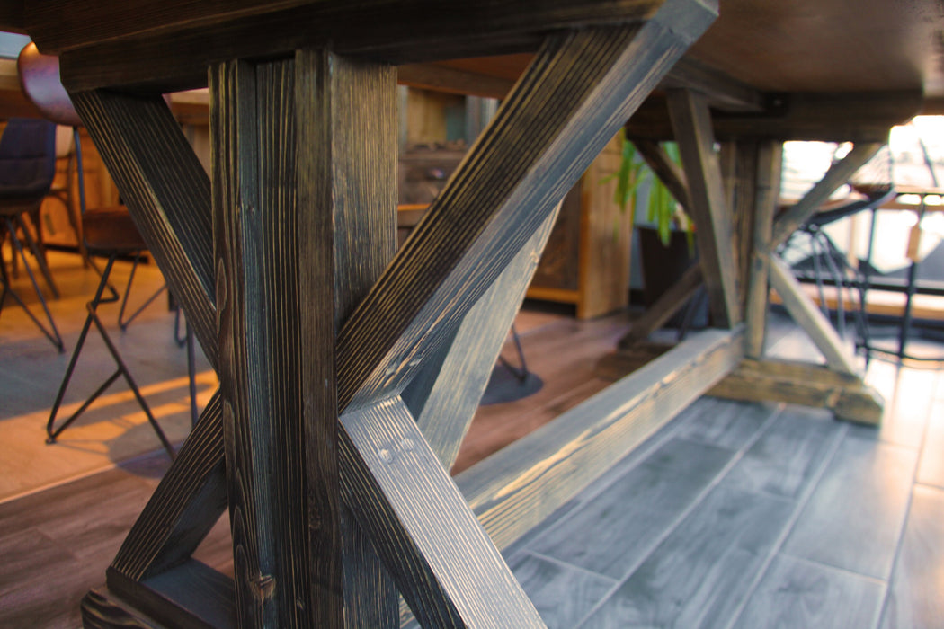 Close-up of the beveled edge of the  Dining Table, highlighting its fine craftsmanship