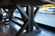 Harley Farmhouse Dining Table in a cozy farmhouse-style kitchen, enhancing the rustic ambiance