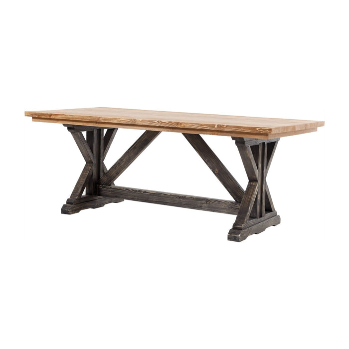Harley Farmhouse Dining Table in a modern farmhouse dining room setup, blending rustic and contemporary elements.