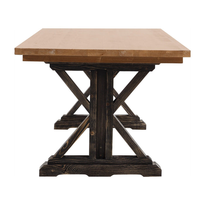 Dining Table set with plates and glassware, showcasing its versatility for any occasion