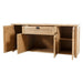 Angled view of the solid wood sideboard displaying smooth craftsmanship and minimalist design.