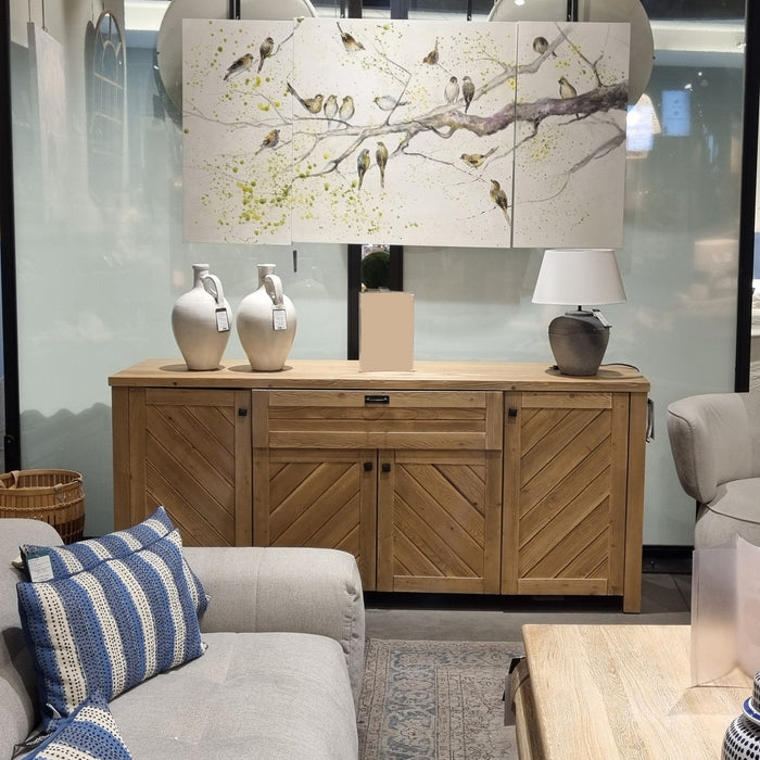 Close-up of the cabinet doors and handles, highlighting the sleek and functional details.