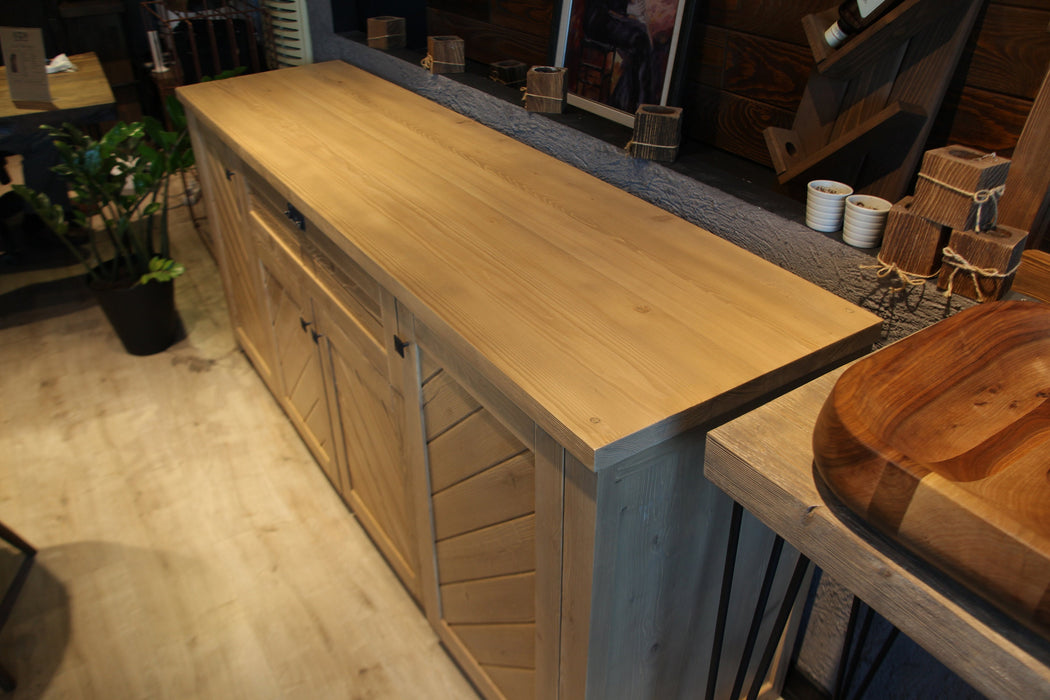 Top surface of the buffet highlighting its spacious design, ideal for display or serving purposes.