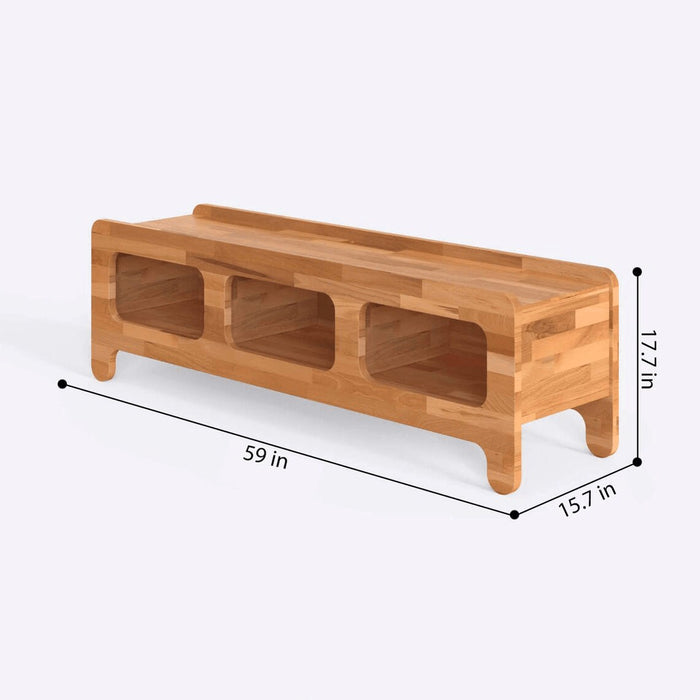 Full view of the TV stand in a living room setting, highlighting its stylish, contemporary look that complements any décor.