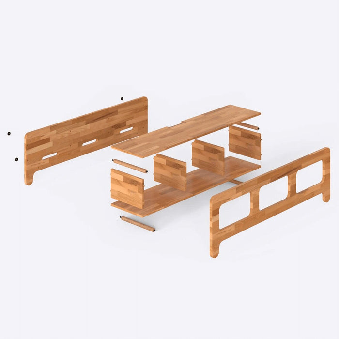 A top-down view of the TV stand, showcasing its sturdy construction and clean lines that give it a modern aesthetic.