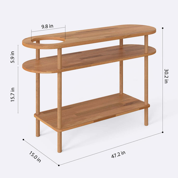 Lifestyle image of the entryway table placed in a contemporary entryway, blending perfectly with modern decor