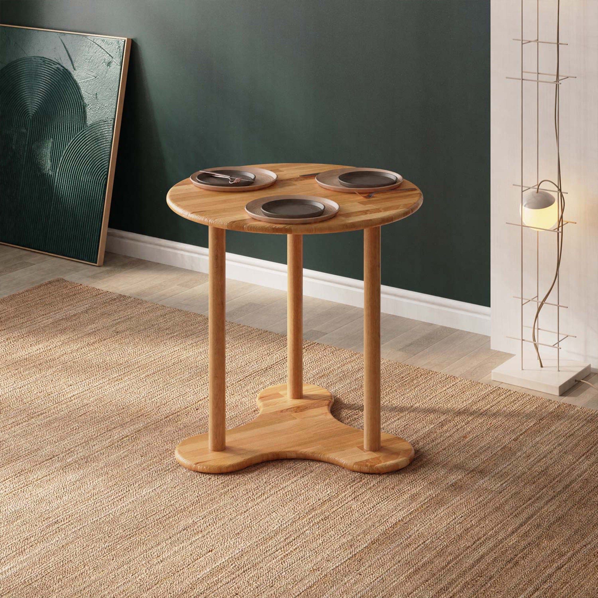 Latexo Solid Beech Wood Round Dining Table | Modern Pedestal Design