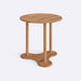  Side view of the Latexo Small Round Wood Dining Table, showcasing its minimalist design and sturdy central pedestal.
