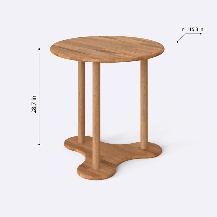 Top-down view highlighting the seamless craftsmanship of the tabletop with its modern circular shape.