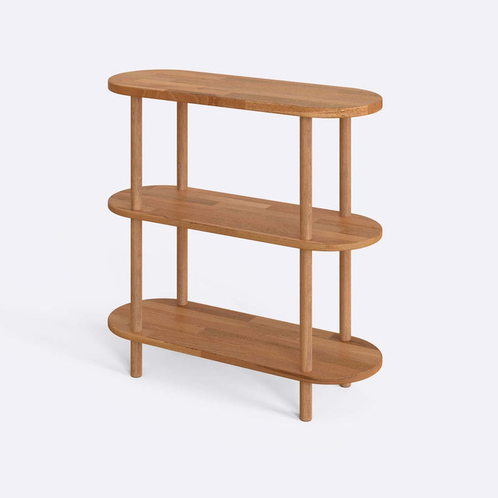 Close-up of the smooth wooden surface of the Malibu bookshelf, highlighting its natural grain and quality finish.