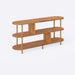 Side angle of the Malibu Low Bookcase, highlighting the sleek lines and solid beech wood construction.