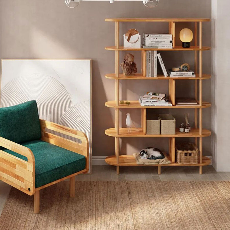 Close-up of the Malibu Open Bookcase’s smooth water-resistant surface, emphasizing its elegant and sturdy craftsmanship.