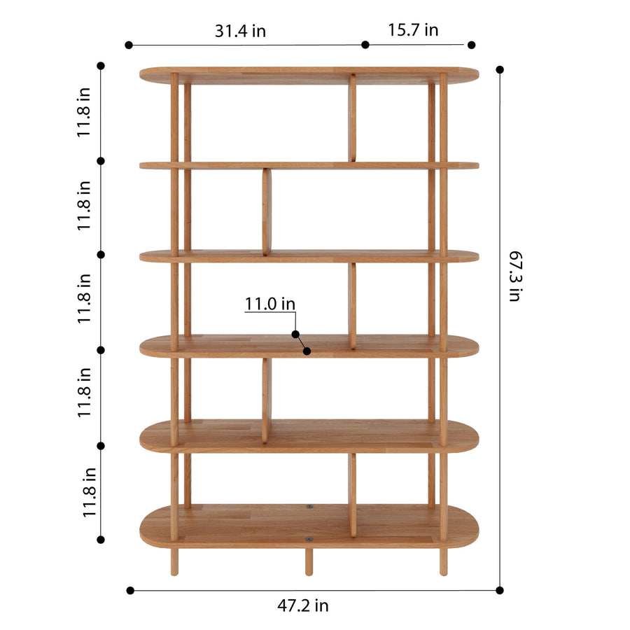 Top-down view of the Malibu Open Bookcase, focusing on its precise joinery and clean-lined open shelving design.
