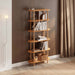 Front view of tall narrow bookcase featuring its elegant minimalist design and solid wood construction, perfect for showcasing books and decor.