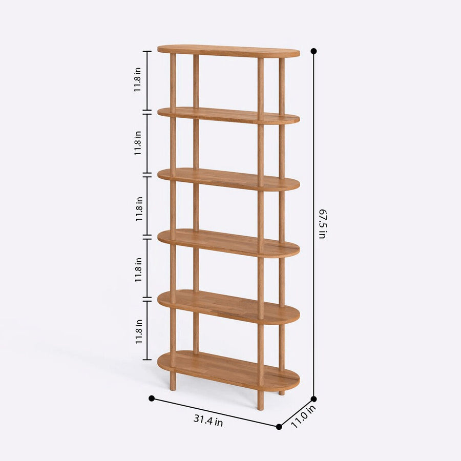 Close-up of the bookcase's wood finish, showcasing the fine craftsmanship and natural grain details.