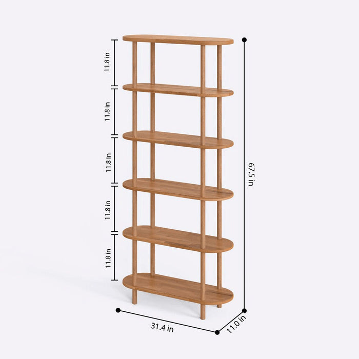 Close-up of the bookcase's wood finish, showcasing the fine craftsmanship and natural grain details.