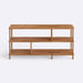 A detailed view of the smooth beech wood surface and spacious shelves, ideal for books and décor.