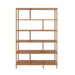 Angled view of the Manhattan Solid Wood Bookcase – A modern bookcase crafted from solid wood, highlighting its smooth finish and contemporary design from a side perspective.