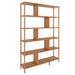 Close-up of the shelf details on the Manhattan Solid Wood Bookcase – A detailed view of the solid wood craftsmanship, emphasizing the clean lines and durability of this modern bookcase.