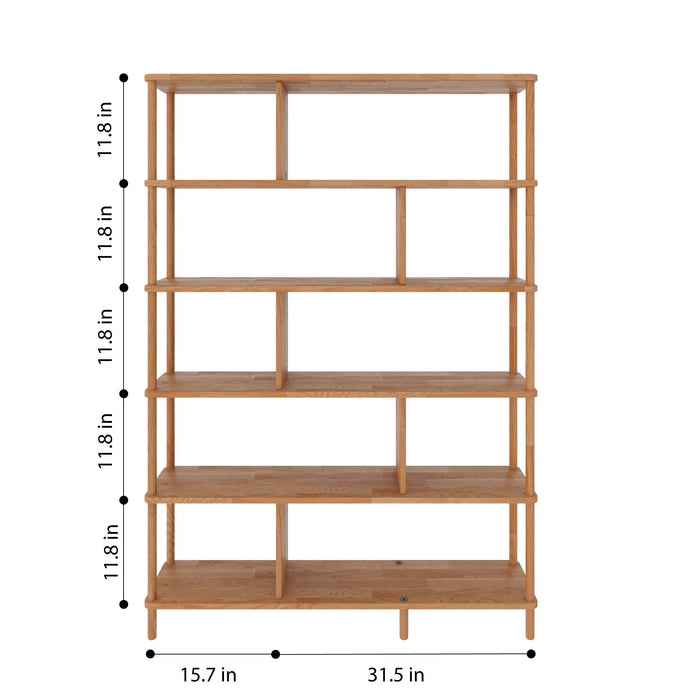 Side profile of the Manhattan Solid Wood Bookcase – A modern bookcase with a slim profile, designed with solid wood to complement contemporary interiors.