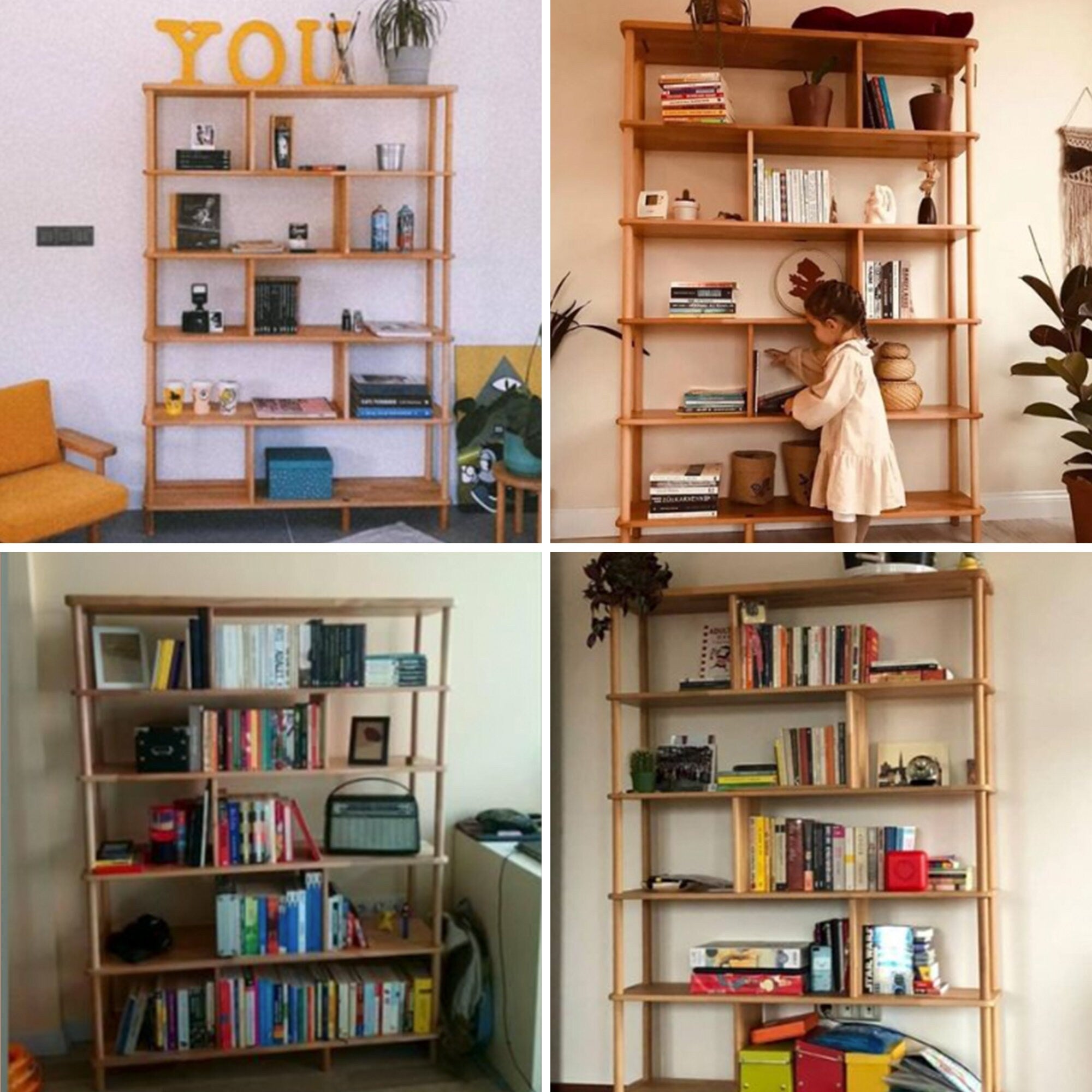 modern bookcase: Stylish 6-Tier Beech Wood Design