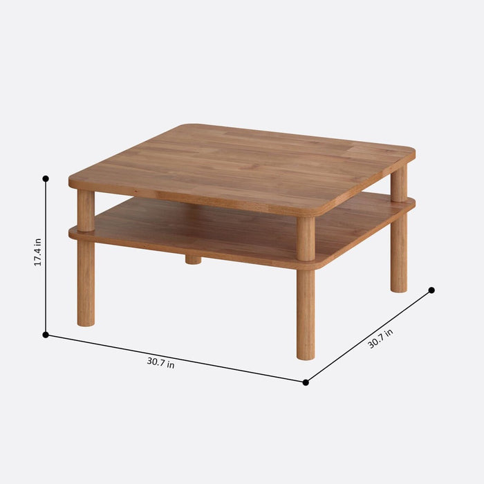 Detailed shot of the beech wood texture and smooth finish on the surface of the Manhattan Modern Coffee Table.