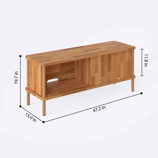 Northampton Solid Beech Wood TV Unit Cabinet | Modern Media Console Demontha
