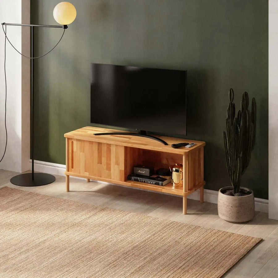 Northampton Solid Beech Wood TV Unit Cabinet | Modern Media Console Demontha
