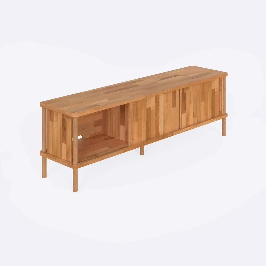 Northampton Solid Beech Wood TV Unit Cabinet | Modern Media Console Demontha