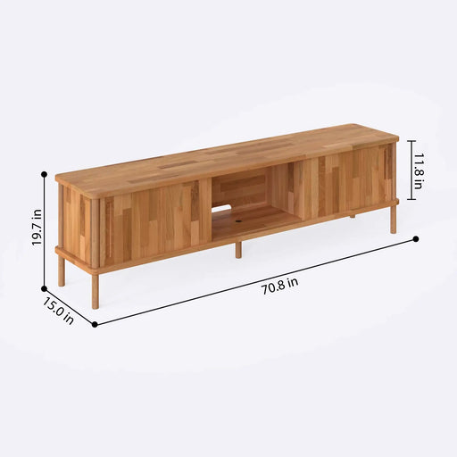Northampton Solid Beech Wood TV Unit Cabinet | Modern Media Console Demontha