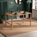 A dining room table wood with a sleek rectangular top and tapered legs, ideal for modern spaces.