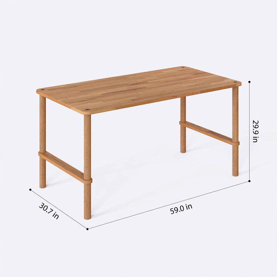 Pasific dining table set with bench styled with tableware, showcasing its functionality and aesthetic appeal.