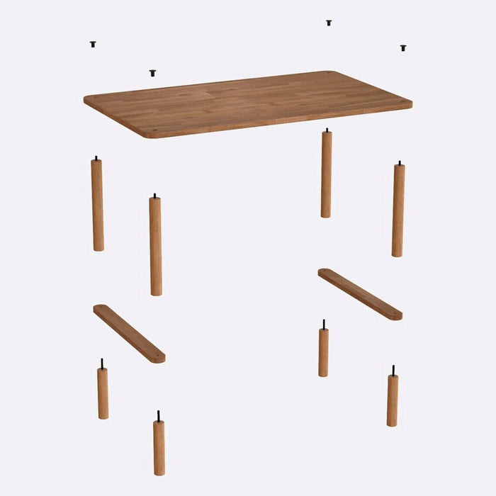 Top view of the Pasific dining table set with bench, emphasizing its clean lines and minimalist design.