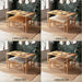 Linen color finish samples for the Pasific dining table set with bench, including almond, ecru, and grey shades.