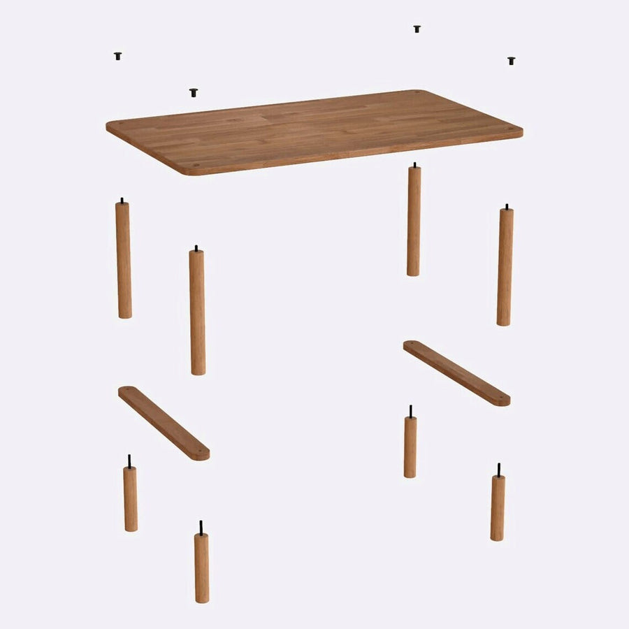 Close-up of the table's edge, highlighting the seamless joinery and solid construction of the dining table set wood.