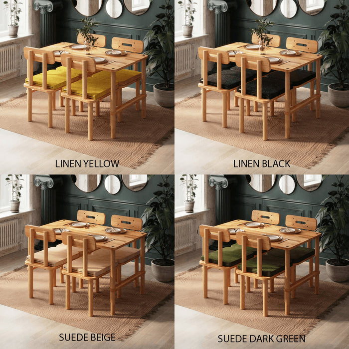 The table's legs in close-up, showcasing the fine craftsmanship and modern design that complements a variety of dining room styles.