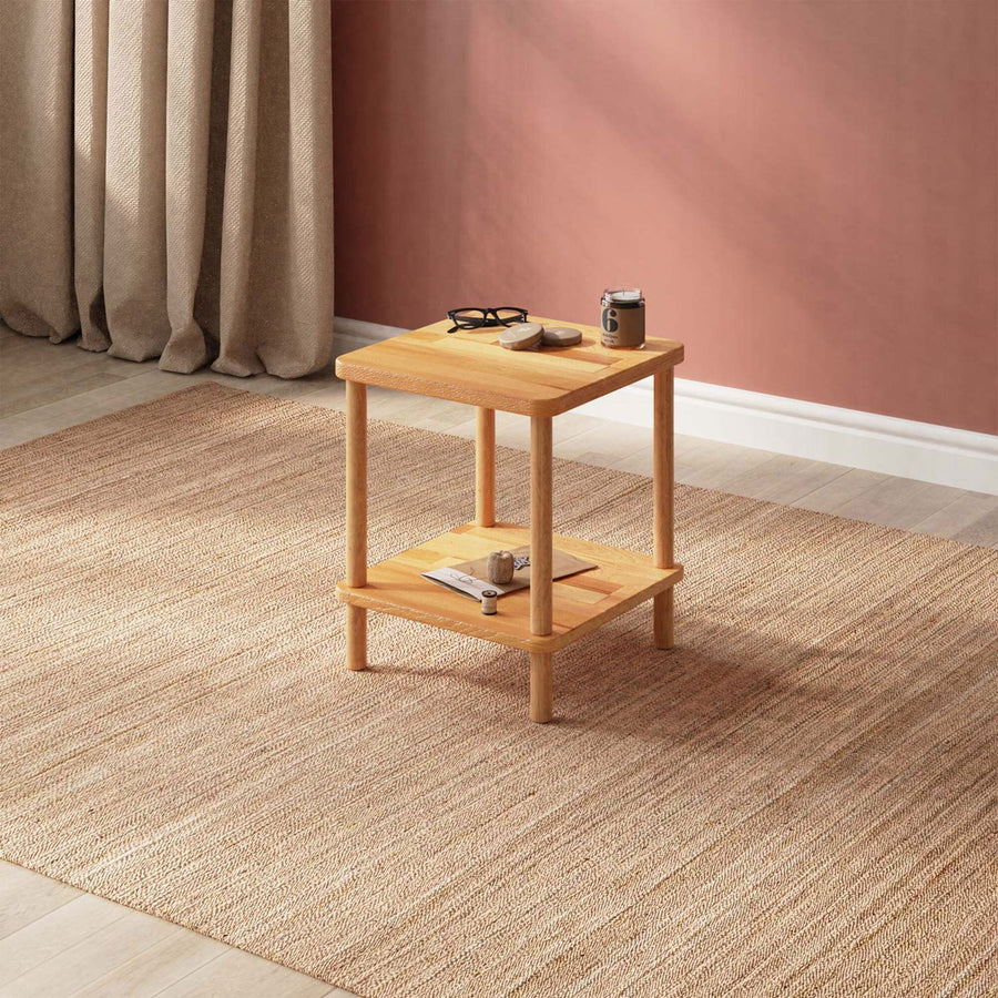 Queens Beech Wood Narrow Side Coffee Table showcasing its sleek, minimalist design with smooth beech wood surface and narrow dimensions