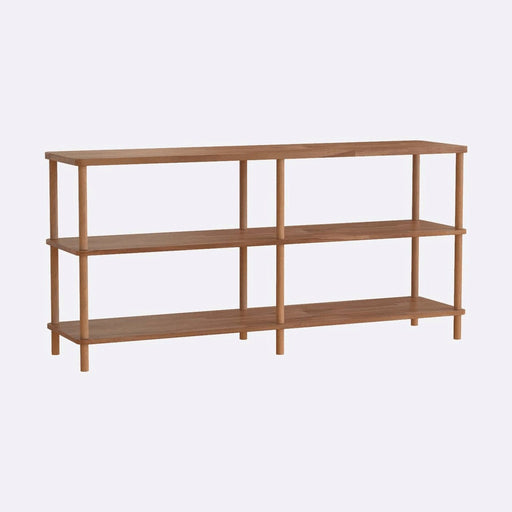 Top-down view of the Queens Natural Wood Bookshelf displaying the open shelves, perfect for organizing books or decor.