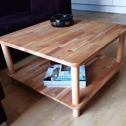 Customer photo of the square coffee table with storage and magazines on the shelf
