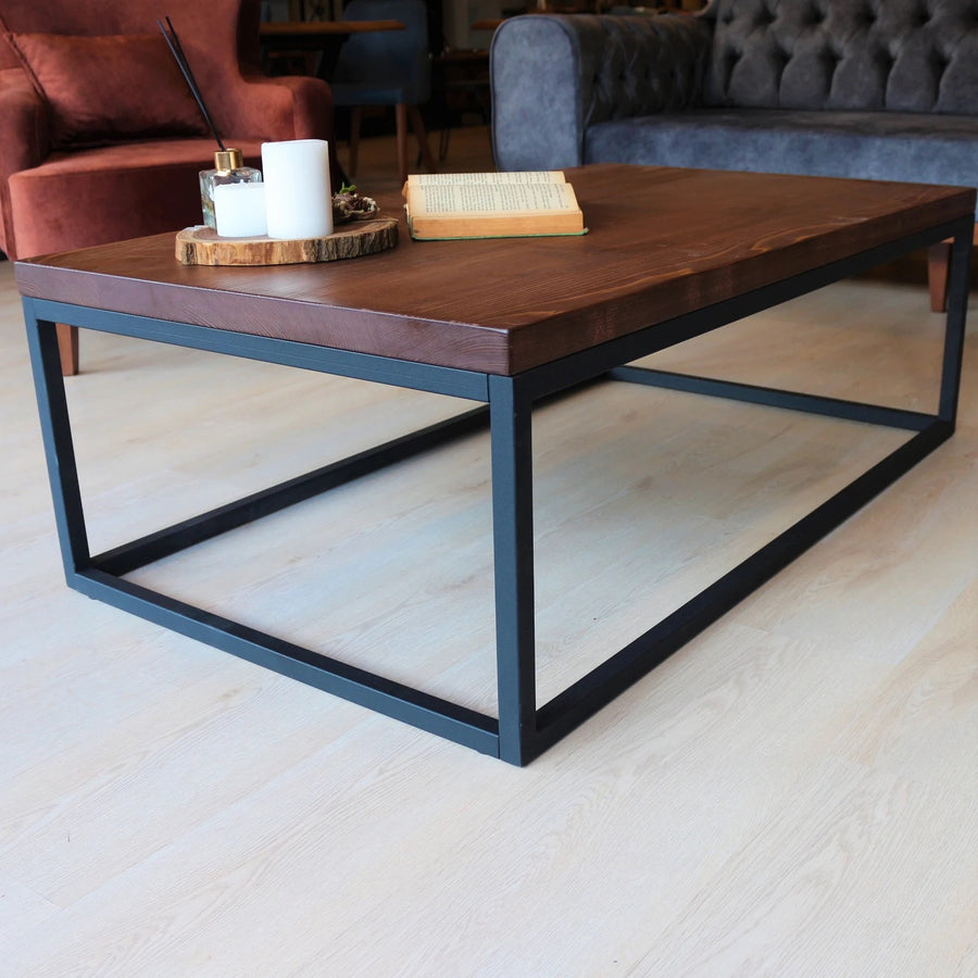 Side view of the Renton Rectangular Coffee Table, emphasizing its durable construction and natural wood grain.