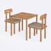 Modern Soho dining table set for 2 featuring a square solid wood table and linen black upholstered chairs.