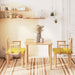 Stylish Soho 2 person dining table set with square wooden table and suede beige fabric chairs.