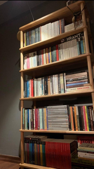 A top-down angled view of the Soho 6 Shelf Bookcase, showing the alignment of the shelves.