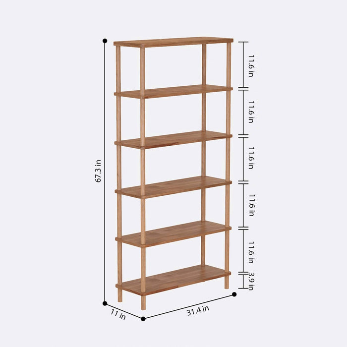 Soho 6 Shelf Bookcase styled in a modern living room, featuring books, plants, and decorative items.