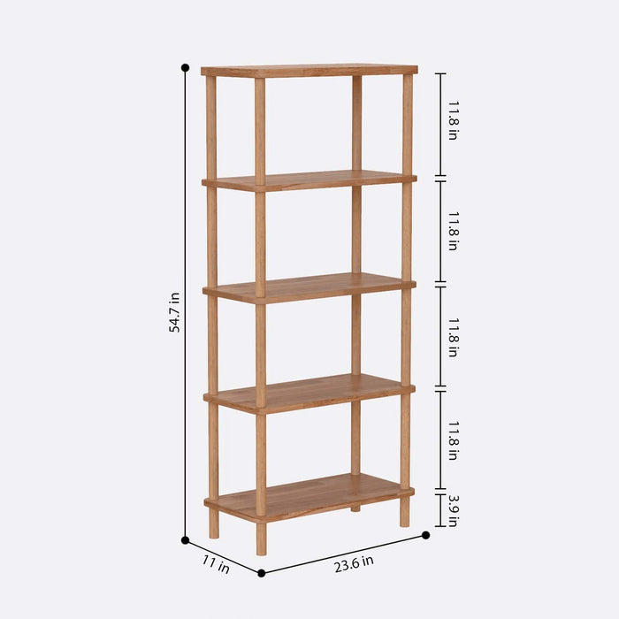 Side angle of the Soho bookcase 5 shelf, displaying its sturdy construction and sleek design.