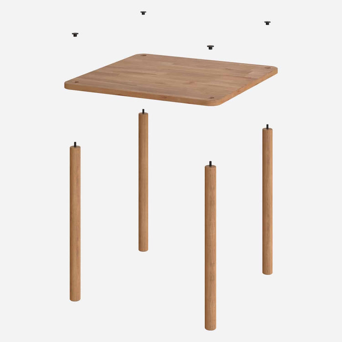 Side view of the Soho Minimalist Dining Table, showcasing its elegant square shape and solid wood material, perfect for a contemporary minimalist dining room