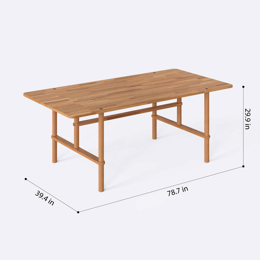 Table legs detail, emphasizing the sturdy craftsmanship of the beech wood.