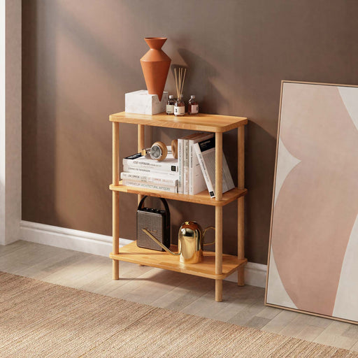  A modern Soho Short Bookcase featuring a minimalist design with clean lines, crafted from solid beech wood.